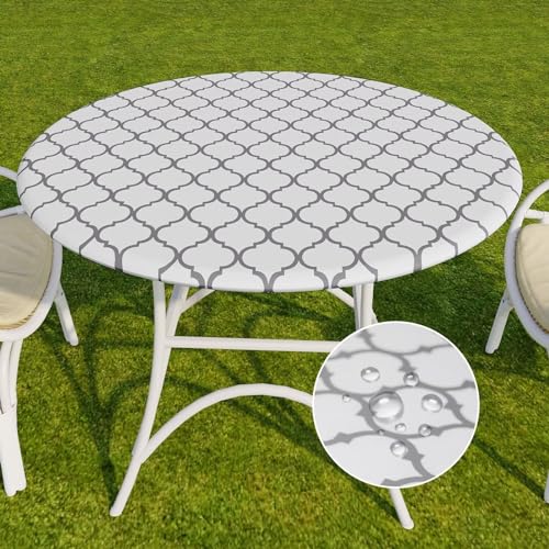 Romanstile Round Fitted Vinyl Tablecloth with Elastic Edge 100% Waterproof by Romanstile - Used condition - US$12.73