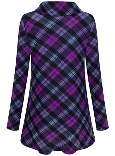Bulotus Fall Sweaters for Women 2025 Cowl Neck Asymmetrical Long Tunics for Leggings Vacation Travel Tops with Pockets