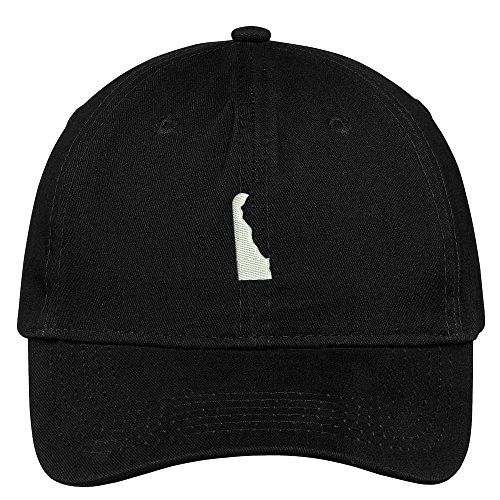 Trendy Apparel Shop Delaware State Map Embroidered Low Profile Soft Cotton Brushed Baseball Cap - Black