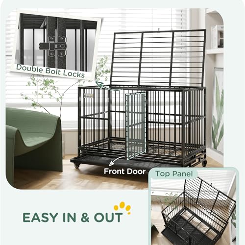 Pawhut USD02-018V03GY0131 48 Inch Heavy Duty Dog Crate Metal Cage Kennel thumb #3