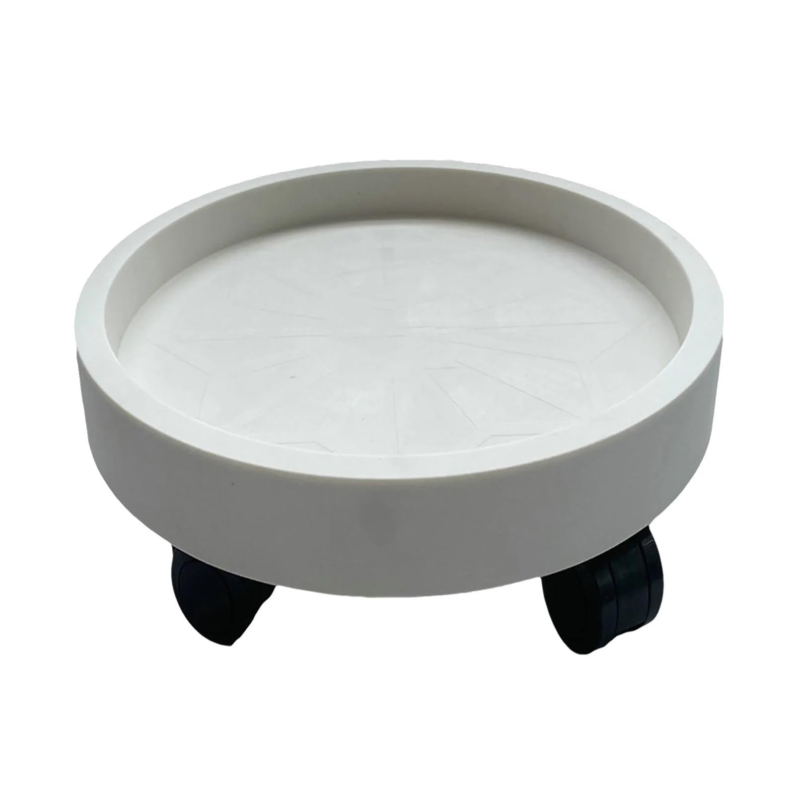 WEYIMVTO Mobile plant pot trays, White Flower Pot Tray With Wheels Round Shape Removable Rotating Wheel Plant Stand For Home Balcony