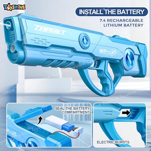 Image of Toyshine 820ml Electric Water Gun Toy with Automatic Water Absorption Function,34Ft Range | Self-Filling | Rechargeable with High Pressure Mechanism Outdoor Toy Ideal for Holi Party Pool & Beach Fun
