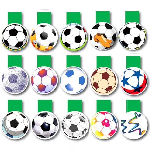 marcapáginas magnéticos, marcapáginas de fútbol, juego de marcapáginas temáticos de fútbol, marcapáginas para niños y niñas, aficionados al fútbol, amantes de los libros(15 piezas)
