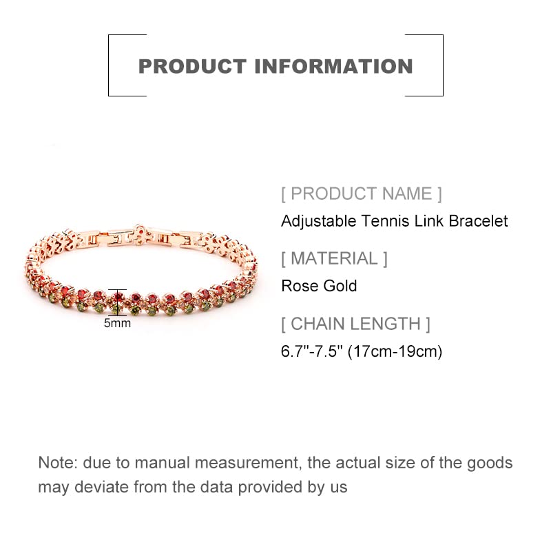 14K Gold Ruby and Emerald Tennis Bracelet for Women,Dainty Love Heart Style Moissanite Adjustable Link Bracelet,Fashion Jewelry Gift for Her2