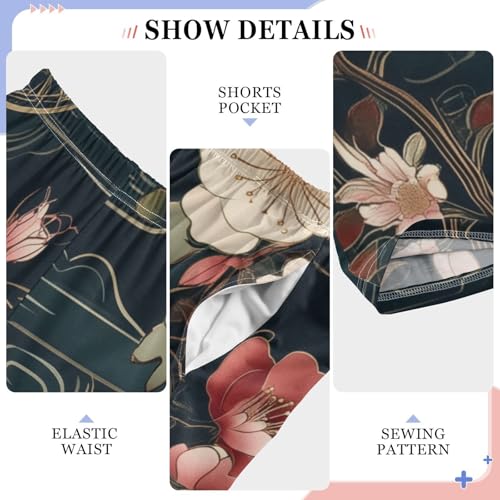 ZZXXB Peony Flowers Cloud Boys Long Pants Soft Trousers Elastic Waist Kids Lounge Bottoms with Pockets S-XL4