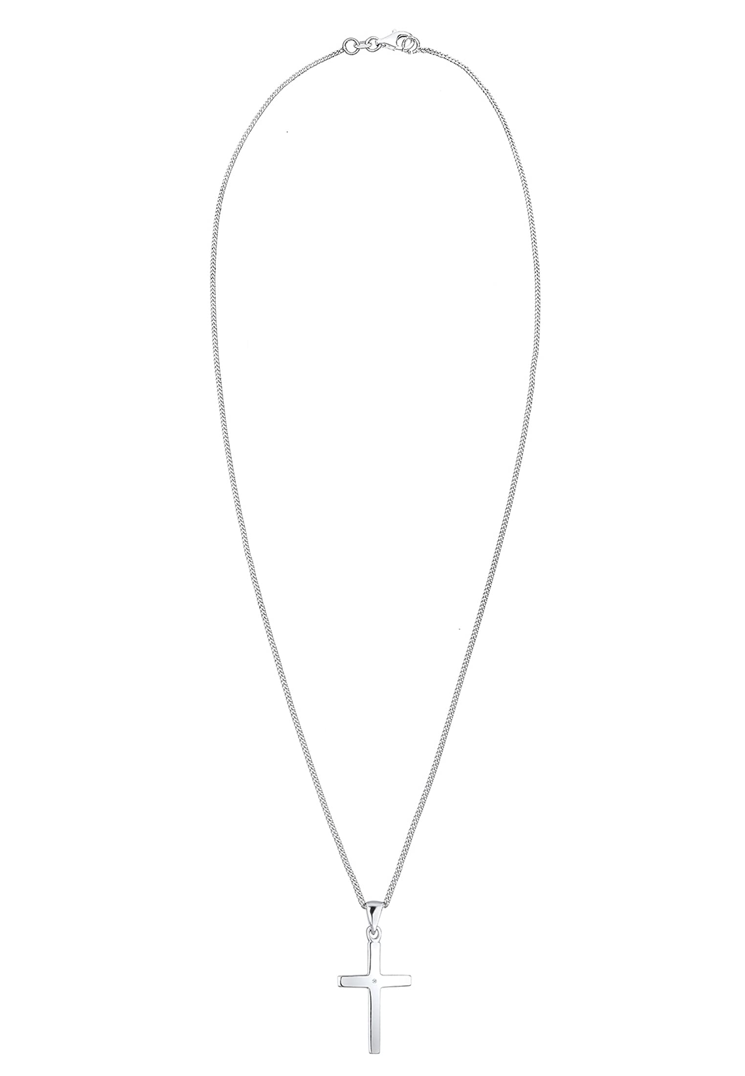 Elli DIAMONDS Halskette Damen mit Anhänger Kreuz und Diamant (0.005 ct.) in 925 Sterling Silber