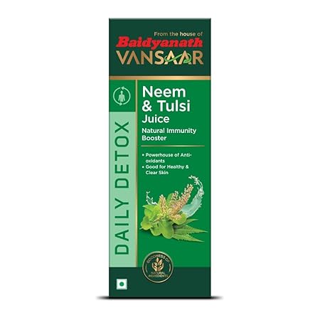 Vansaar Neem Tulsi Juice,1L | Helps Boost Immunity and Fight Infections | Detoxifies, brightens & illuminates skin | Pure, Natural & 100% Ayurvedic | No Added Sugar
