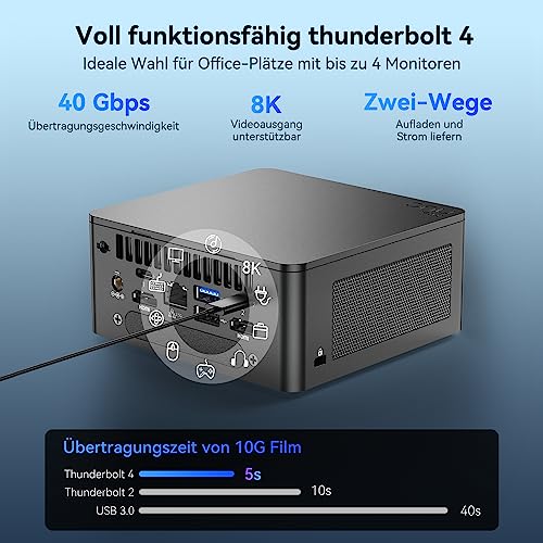 Intel NUC 13 Pro Mini PC Core i7-1360P|12 Kerne 16 Threads NUC13ANHi7 Mini Desktop Computer|32GB RAM 2TB SSD|Windows 11 Pro Desktop Computer|4K/8K UHD|HDMI|2xThunderbolt 4|WiFi 6E|BT5.3, Schwarz – Bild 6