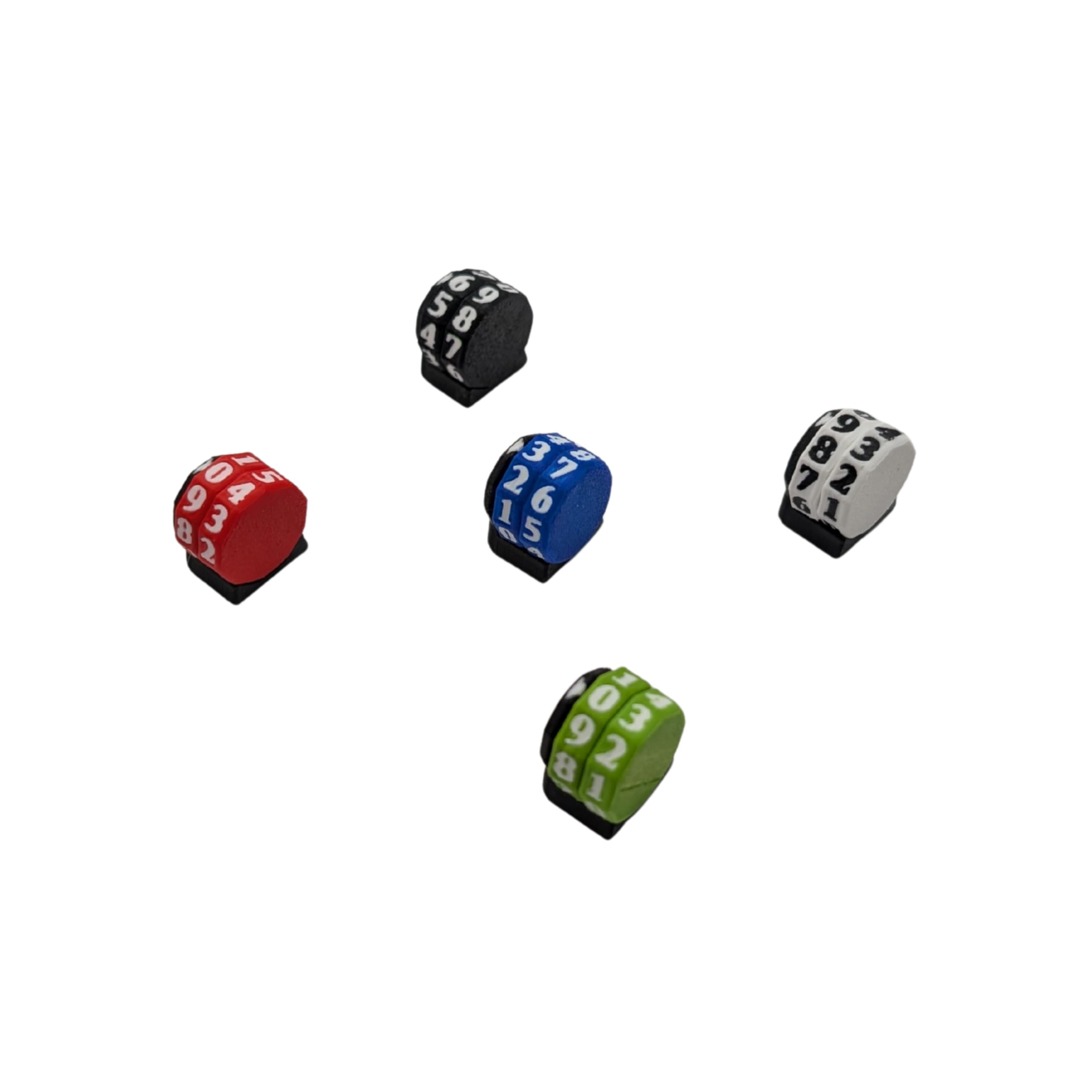 Mini Zähler 2-3 Ziffern | Siegpunkte | HP | Mana | Brettspiel | Tabletop | TCG | P&P | DnD (Normal, Schwarze Seite - Weiße Rädchen, 2 Ziffern)