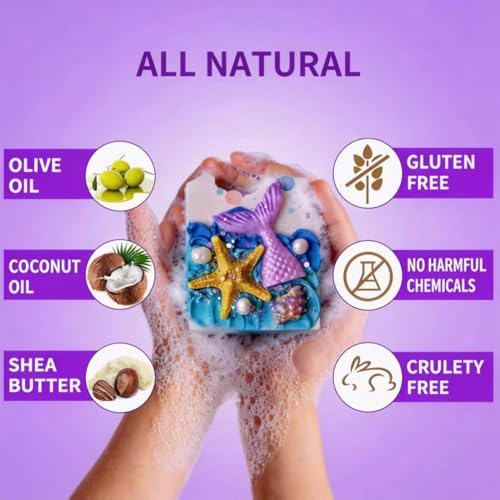 Image of Cute Mermaid Scented Soap Bars, Bathroom decoration soap Handmade Essential oil Soap, Ideal Gift for Wedding Party Favors
