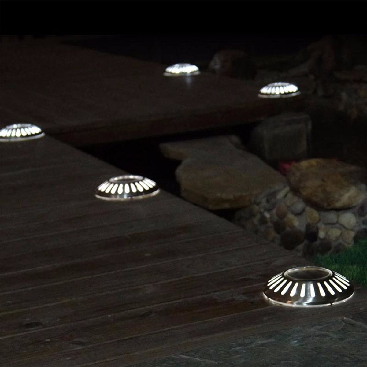 Lumière Solaire Extérieur, 5 Pièces 24 LED Spot Lampe Solaire Jardin Exterieur Etanche IPX4 Spots Solaires Encastrables pour Chemin Terrasse Cour Pelouse Passerelle,White Light