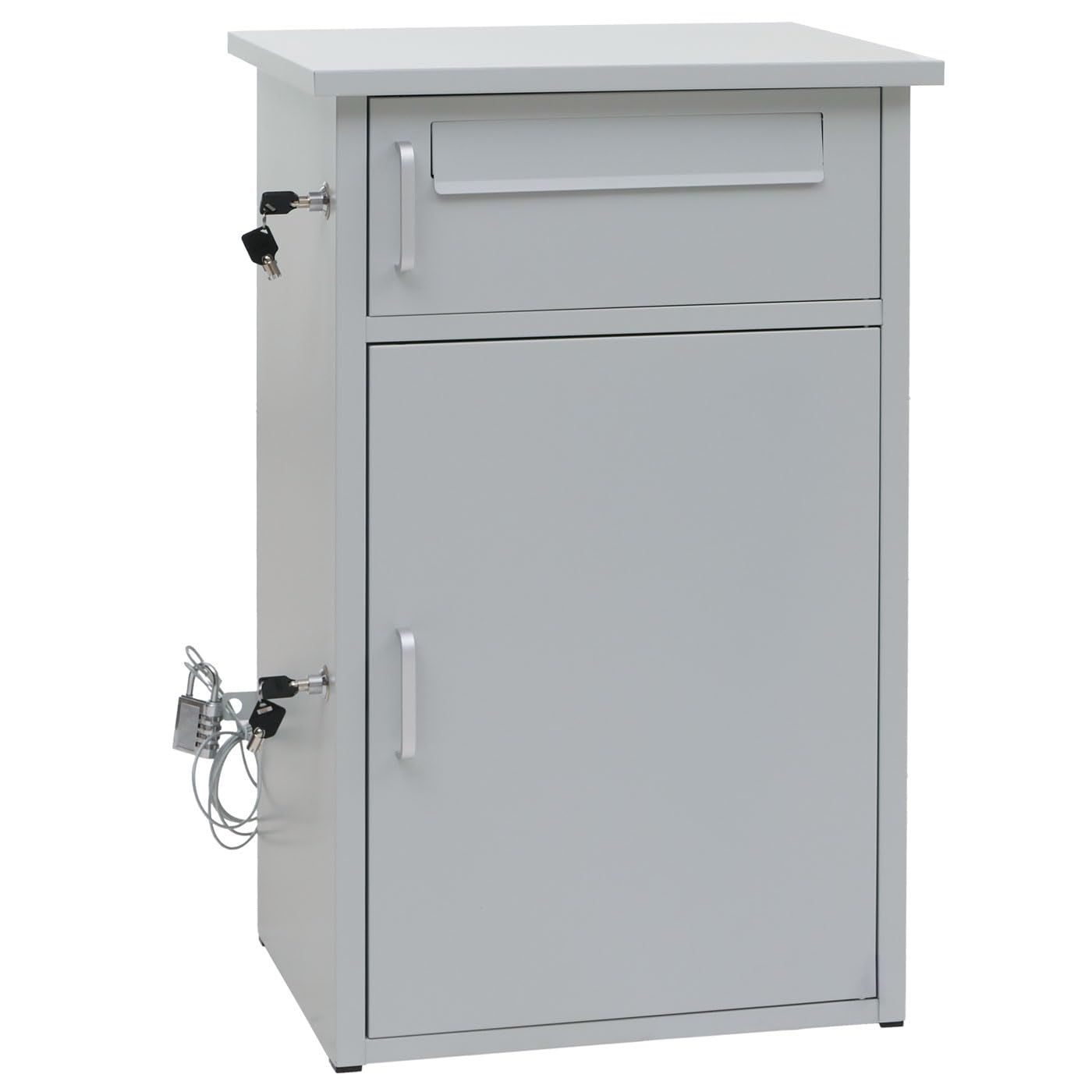 PROREGAL Paketkasten mit 2 Fächern HxBxT 78x49x38cm Stahl Grau Paketbox Paketfach Paketstation Briefkasten draußen groß XXL freistehend Schlüssel integrierte Rückholsperre