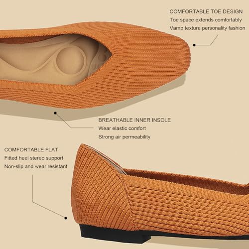 YING LAN Womens Knit Ballet Flats Shoes,Ladies Comfortable Dress Shoes Casual Slip On Soft Ballerina Walking Flats Shoes3