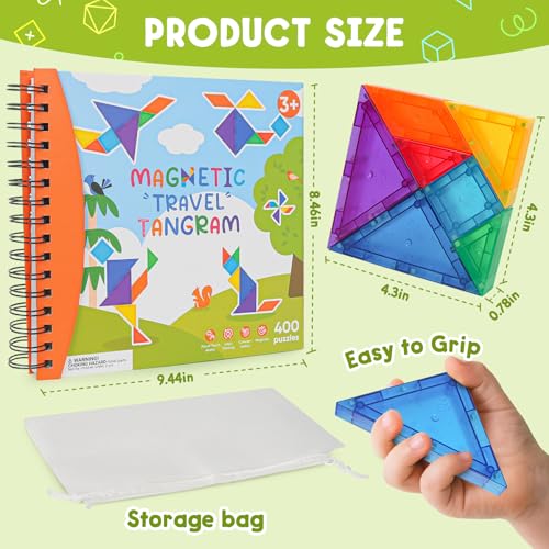 3D Magnetic Travel Tangram Puzzle, STEM Brain Teasers Toy for Kids&Adults - image 3