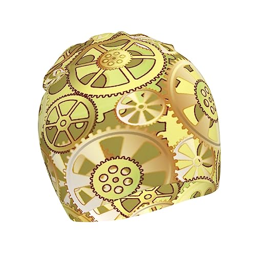 Cool Steampunk Gears Pattern Kids Beanie Hats Warm Knit Beanie Cap Skull Caps Gifts Decor for Boys Girls White