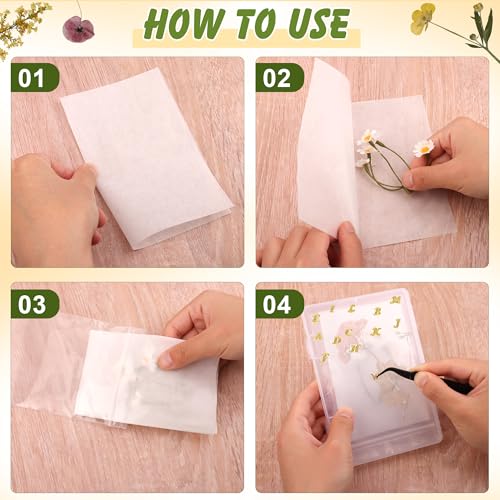 Image of Coldairsoap 5+200PCS Dried Flower Storage Set with Blotting Paper, Ziplock Bag, Tweezers and letter stickers, Flower Preservation Kit to Keep Flower Color and Dry for DIY Pressed Flower Arts and Craft
