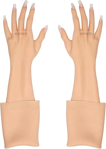 Realistic Silicone Female Gloves, High Simulation Skin 1 Pair Fake Female Hand Gloves for Performances Photography