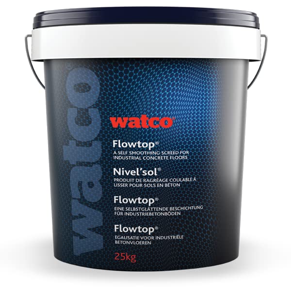 Watco Flowtop - Pourable self-Levelling resurfacer for Damaged Concrete - Fibre-Reinforced for Extra Strength - Can be Painted if Required (Mid Grey)
