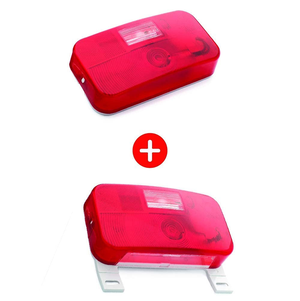 Lumitronics RV Red Surface Mount Tail/Backup Light and Red Surface Mount License Light with Bracket Bundle
