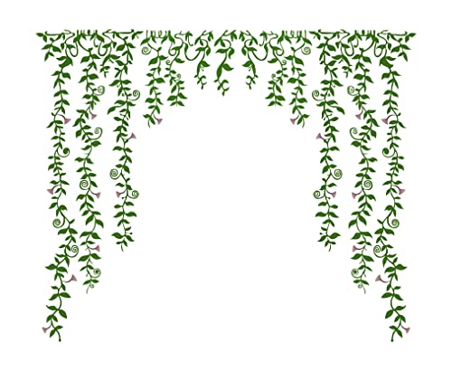 Image of Dreamkraft Green Falling with Pretty Flowers Wall Sticker (Multicolor PVC Vinyl 100 x 82cm)-Self-Adhesive