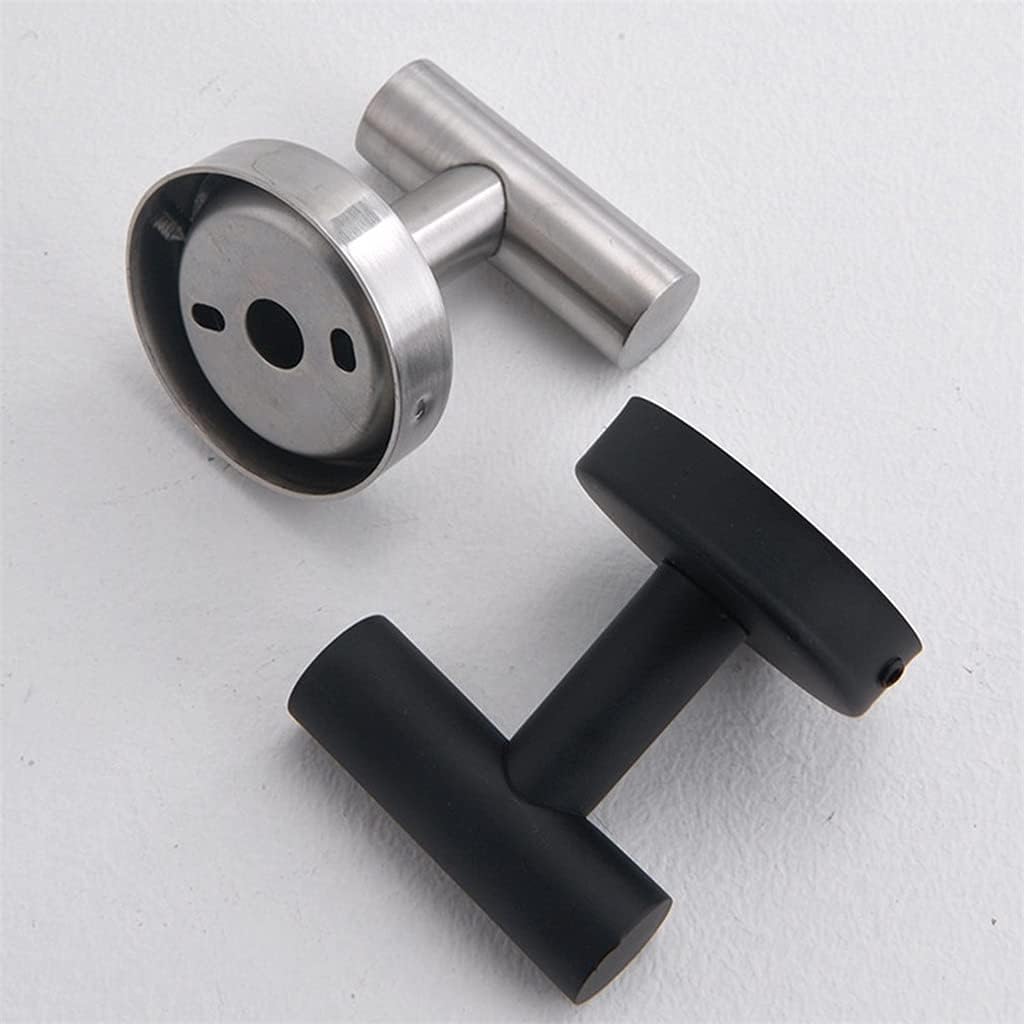 HBJWOV 2 PCS Black Robe Hook Stainless Steel Bathroom Single Bath Towel Hook Clothes Hanger Wall Mounted, Matte Black