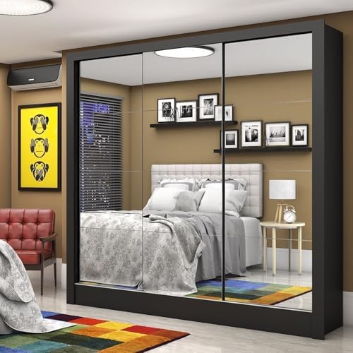 Guarda-roupa Casal 3 Portas com Espelho Santiago Premium Espresso...