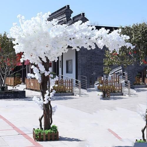 CFDZCP kunstbaum groß fuir drauBen Weißer Künstlicher Kirschblütenbaum, Handgefertigte Seiden-Simulationsblumen, Geeignet for Innen-/Außendekoration, Hochzeite(1.2 * 1M/47 * 39in)
