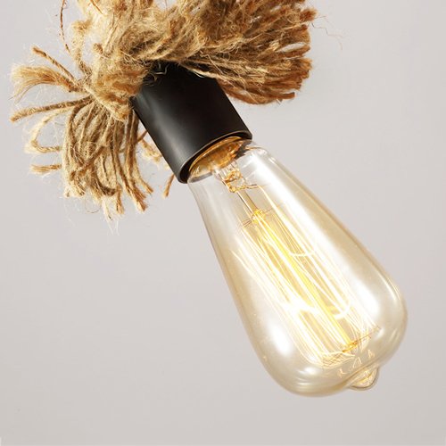 Lámpara colgante ajustable E27 de cuerda vintage para decoración de techos rústicos 7