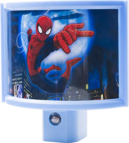 Jasco Marvel Ultimate Spider-Man Light-Sensing LED Night Light, Red/Blue, 13377