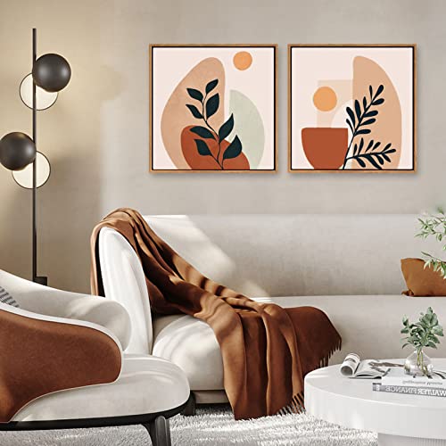 Image of 12x12 Canvas Frame for Abstract Wall Art Prints,2 Pack,Dark Brown | Fit 0.6-0.8 inch Deep Canvas,Complete Frames,Easy Framing,for Minimalist Landscape Flower Print,Gallery Wall Exhibition Decor