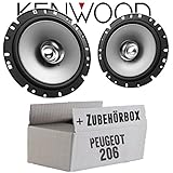Einbauort: Tür vorne Lautsprecher Boxen Kenwood KFC-S1756-16,5cm Koax Auto Einbauzubehör - Einbauset für Peugeot 206 - justSOUND