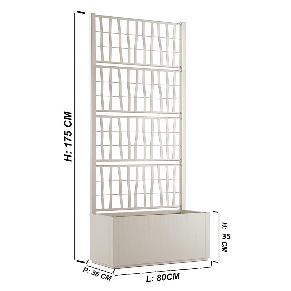 Fioriera alta cm 175 con vaso largo cm 80 Spalliera Grigliata separe' gesso graticola rampicante modulabile e componibile per Esterni Giardini Terrazze separatore ambienti locali commerciali