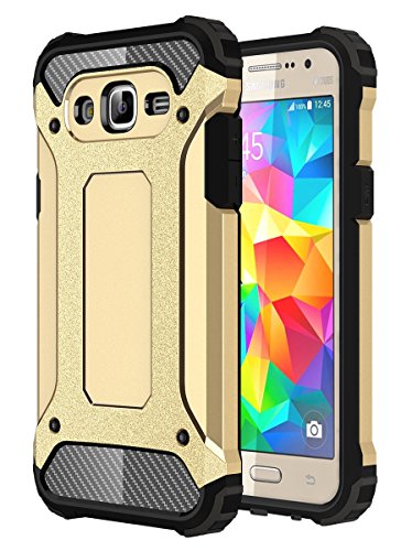 Grand Prime Case, Samsung Grand Prime G530 Case, Kaesar Premium Dustproof Shockproof Drop Resistance Rugged Hybrid Dual Layer Armor Protective Case Cover for Galaxy Grand Prime - Gold