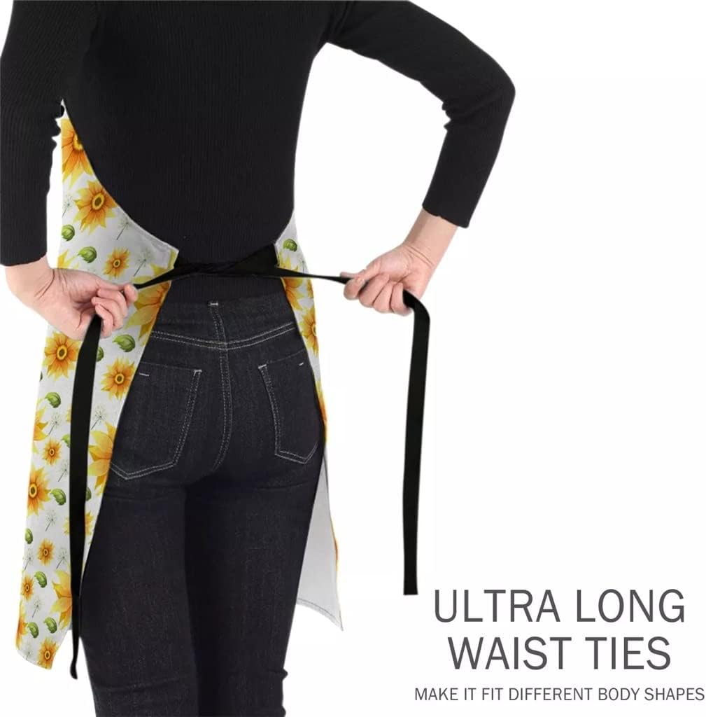 Kitchen Apron Sunflower Nordic Sleeveless Aprons for Woman Adults Children Canvas Home Bib Cooking Cleaning Tools