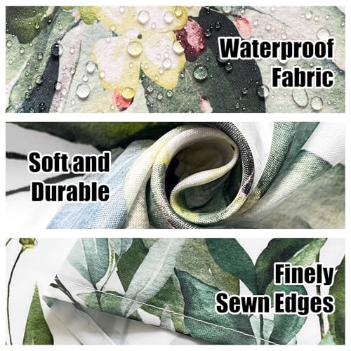 Image of Eucalyptus Shower Curtain, Abstract Aesthetic Art Watercolor Plant Leaves with Floral Bathroom Decor, Waterproof Fabric Cloth Bath Curtain Set with Hooks (Dark Green, 72x72 Inches)