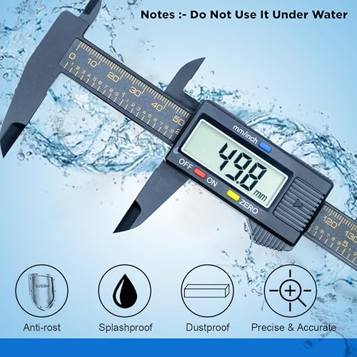 Image of SKADIOO Black Plastic Vernier caliper, Digital vernier caliper, Vernier caliper digital, Vernier caliper 6 inch, Electronic Vernier Caliper Gauge Micrometer, Vernier Caliper with LED Screen,black,1 pc