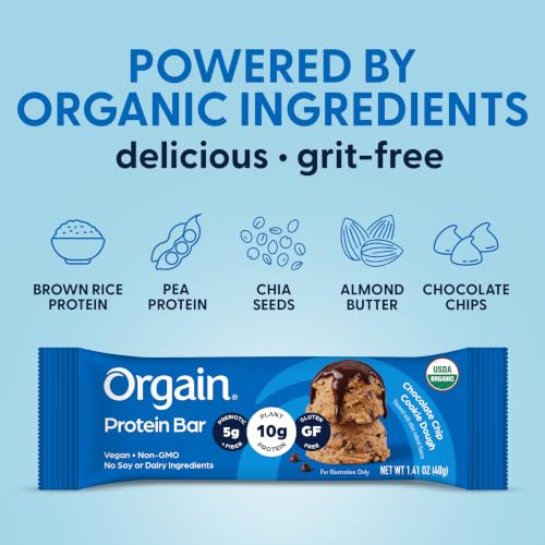 Orgain Organic Vegan 10g Protein Bars, Chocolate Chip Cookie Dough, 12 Pk - image 6