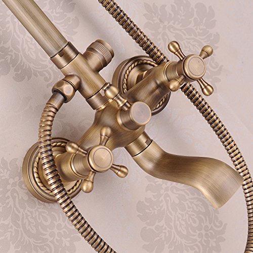 Douche antique double cuivre robinet eau chaude pour rénovation - 3
