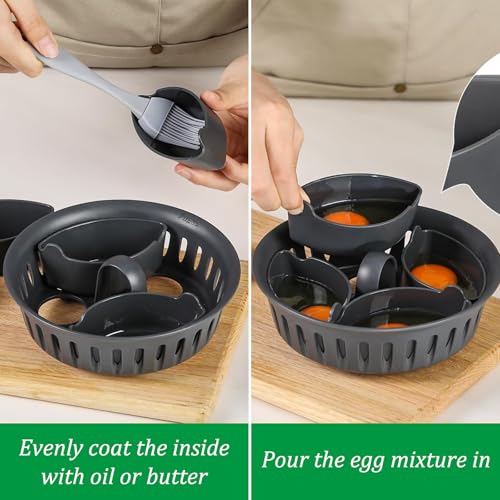 Thermomix Zubehör, 2-in-1 Eierkocher und Pochierer für Thermomix TM5 TM6, Pochierte Eier Form für Thermomix TM5 TM6, Eierformer für Gekochte Eier, Frühstück Eierdampfer und Handschuhe