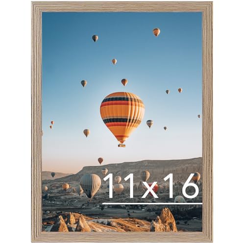 JCJMY 11x16 Picture Frame Rustic Brown for Wall Hanging, Wall Mounting Horizontally or Vertically, 11 x 16 Wall Gallery Poster Photo Frame with Shatter Resistant Plexiglass, Rustic Brown
