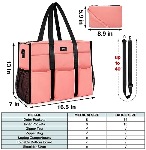 Image of IBFUN Utility Tote Bag with 24 Pockets, Large Teacher Tote for Women with Laptop Compartment, Travel Tote Bag with Zip Top
