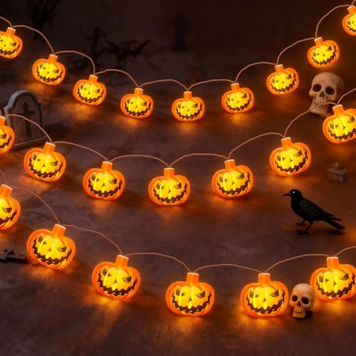 Kürbislaterne Halloween Lichtleiste 6M 40LED Warmweiß für...