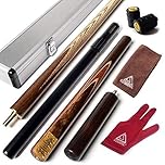 CUESOUL 57" 3/4 Jointed Snooker Billiard Pool Cue Handcrafted 18oz with Telescopic Aluminium Extension & 6" Walnut Extension, Ash Shaft & Walnut Butt, in Aluminium Cue Case, 9.5mm Tip Snooker Cue Set