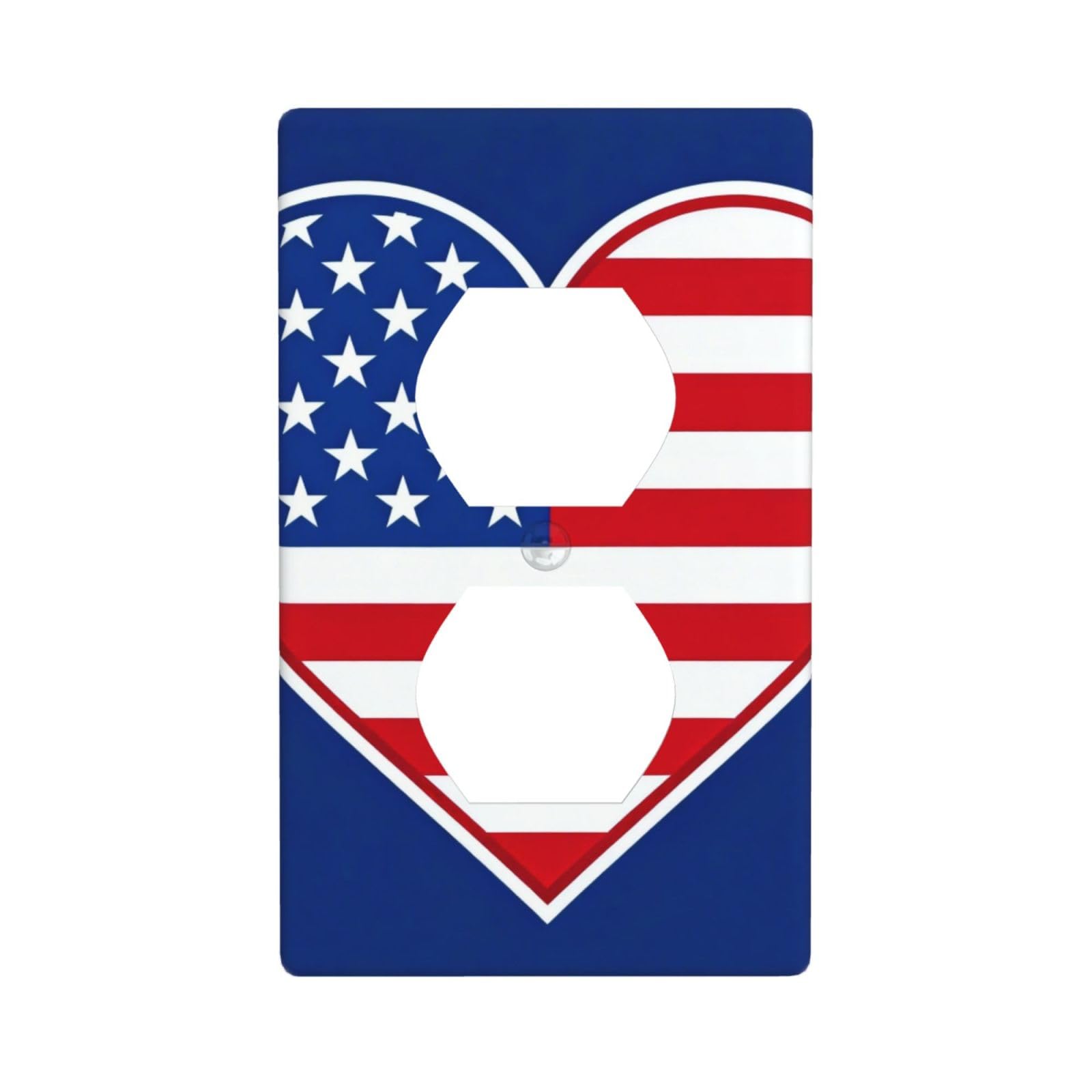 Patriotic Heart Flag Unbreakable Polycarbonate Switch Plate-1 Gang Screwless Wall Plate for Home Office