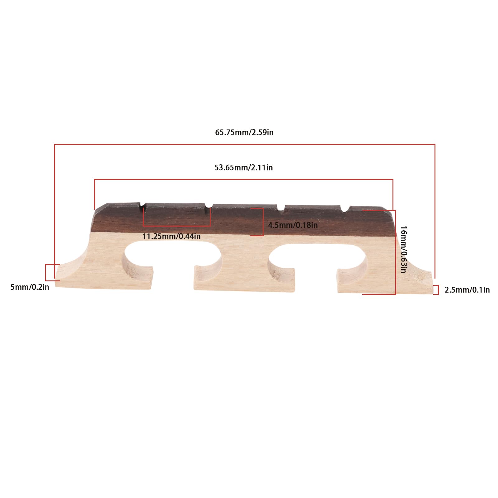 LT Easiyl 2PCS Bridge Replacement Accessories 4 String Three-Legged Ebony Maple Banjo Bridge Compatible with Banjo Guitar Ukulele - Image 4