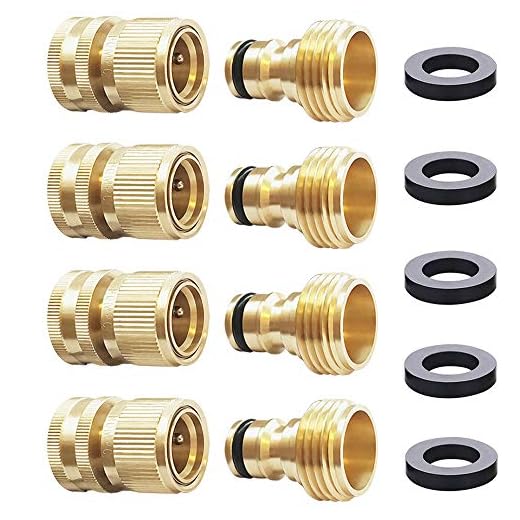 HQMPC Solid Brass Garden Hose Connectors Set