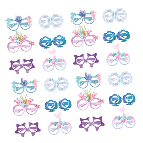 CONGARTENO Gafas de Papel 3D para Fiesta de Sirena Accesorio Ligero para Pack de 24 Unidades para Decoración y Fotos en Cumpleaños y Verano