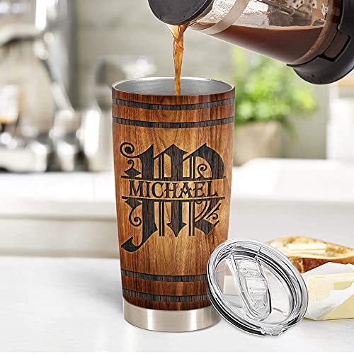 Unifury Personalized Tumbler For Men - 20Oz Stainless Steel Insulated Travel Mug Coffee Cup - Birthday Gifts For Him - Dad - Grandpa - Uncle - Husband - Boyfriend - Son - Initial Name Beer Dad #TOP1