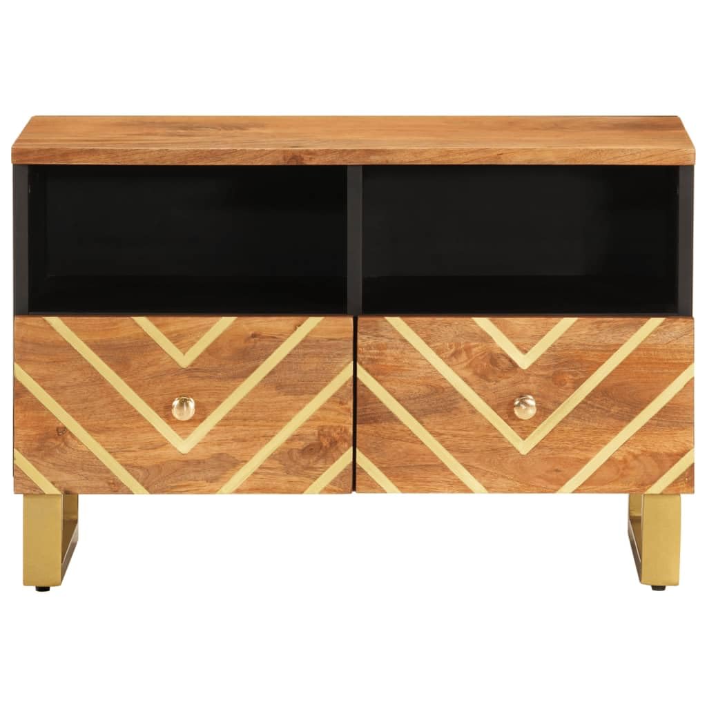 Stolik pod telewizor drewno mango brązowy czarny 70x33,5x46 cm, szafka pod telewizor, nowoczesna szafka do salonu, szafka pod telewizor, stół telewizyjny 356784