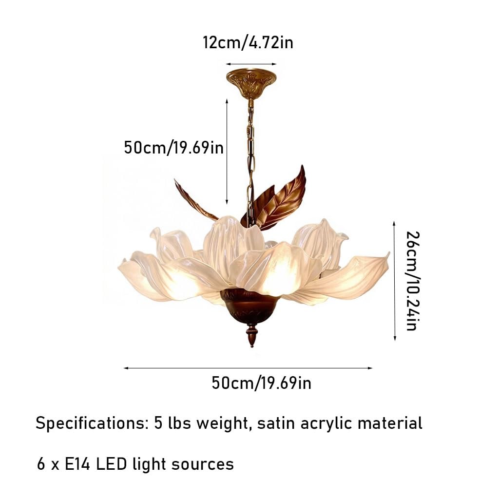 Wintage żyrandol kwiatowy lampa wisząca z satynowego akrylu lampa sufitowa z retro metalowymi liśćmi wiejska lampa kwiatowa dla domu wiejskiego jadalni sypialni